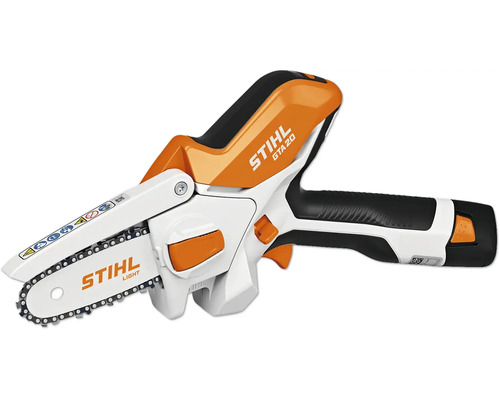 Stihl Akku Gehölzschneider GTA 20 mit Führungsschiene und Sägekette für Gartenarbeiten