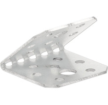 Winkelverbinder aus Metall mit mehreren Lochbohrungen zur stabilen Holzverbindung bei Bauprojekten.