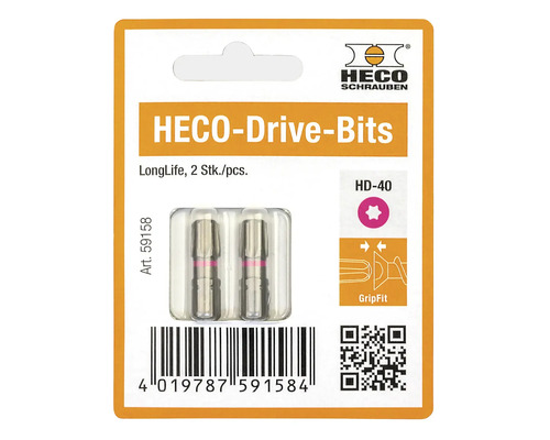 HECO-Drive-Bits HD-40, zwei Stück in Blisterverpackung