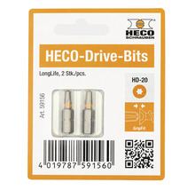 HECO-Drive-Bits HD-20 LongLife, Packung mit zwei Stück.