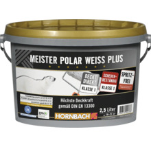 HORNBACH Meister Polar Weiss Plus Innenfarbe 2,5 Liter Eimer für hohe Deckkraft, emissionsarm und scheuerbeständig.