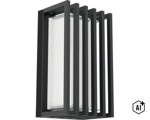 Moderne Wandleuchte in Staboptik aus Metall mit Diffusor für den Außenbereich (Image AI modified or generated)