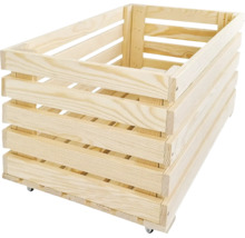 Holzkiste aus Kiefernholz mit Rollen zur Aufbewahrung