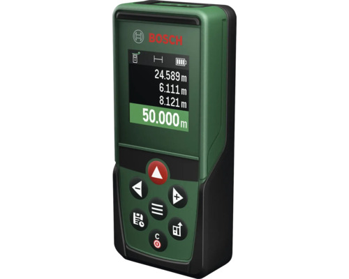 Bosch Laser Entfernungsmesser mit digitalem Display und Bedienfeld zur präzisen Abstandsmessung