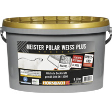 Eimer Meister Polar Weiss Plus Innenfarbe 5 Liter für hohe Deckkraft, emissionsarm und scheuerbeständig.