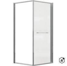 Eckduschkabine mit Echtglas und Metallprofilen (Image AI modified or generated)