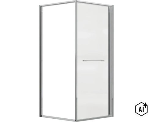 Eckduschkabine mit Echtglas und Metallprofilen (Image AI modified or generated)