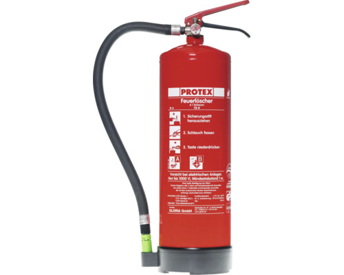 Protex Schaumfeuerlöscher mit 6 Liter Inhalt zur Brandbekämpfung der Klassen A und B