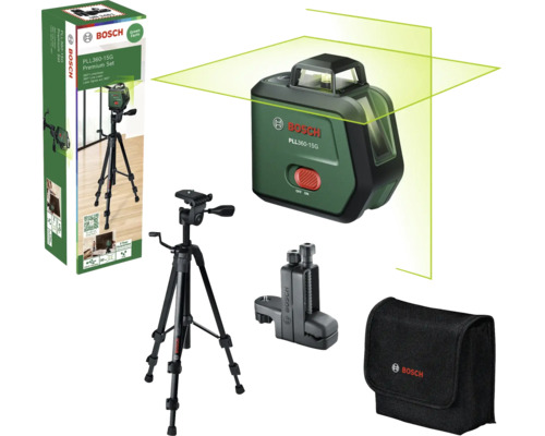 Bosch Linienlaser PLL360-15G Set mit Stativ, Universalklemme und Tasche