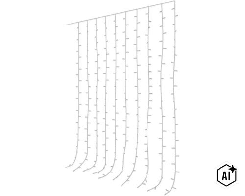 LED Lichtervorhang für den Innen und Außenbereich mit vertikalen Strängen (Image AI modified or generated)