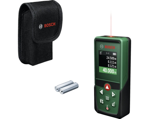 Bosch Laserentfernungsmesser mit Schutztasche und Batterien für präzise Messungen