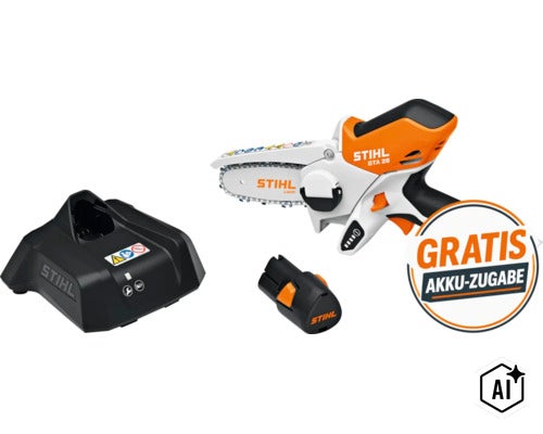 Stihl Akku Gehölzschneider GTA 26 Set mit Akku und Ladegerät inklusive Gratis Akku Aktion (Image AI modified or generated)