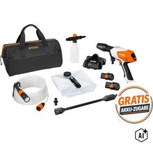 Stihl Akku-Reinigungsgerät RCA 20 Set mit Tragetasche, Akkus, Ladegerät, Schlauch, Wasserbehälter und Zubehör inklusive Gratis Akku-Zugabe (Image AI modified or generated)