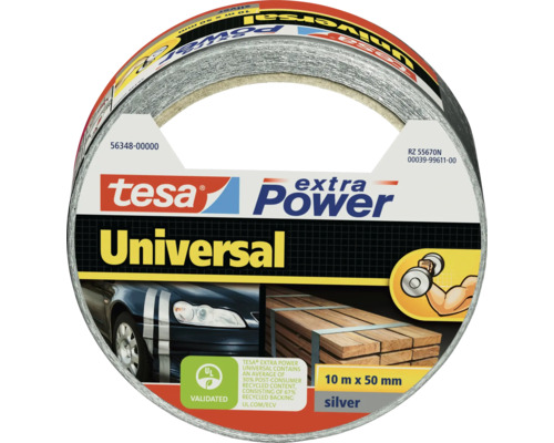 Tesa Extra Power Universal Gewebeband, 10 Meter mal 50 Millimeter, starkes Klebeband für Reparaturen und Befestigungen im Innen und Außenbereich.