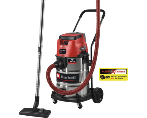 Einhell Professional Nass Trockensauger 36 Volt mit Edelstahlbehälter und Fahrgestell, Akku und Ladegerät sind nicht im Lieferumfang enthalten.