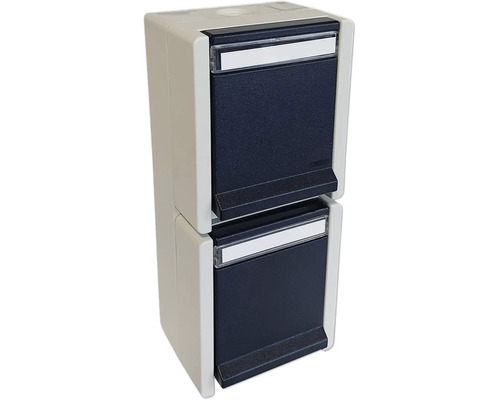 Doppeltaster Aufputz Feuchtraum mit Beschriftungsfeld
