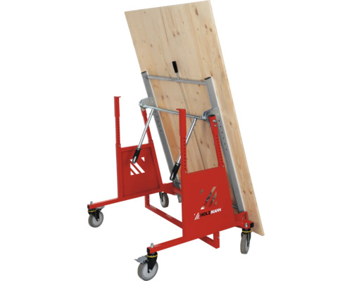 Holzmann Plattenwagen für Holzplatten mit höhenverstellbarem Rahmen und Transportrollen für den Werkstatteinsatz