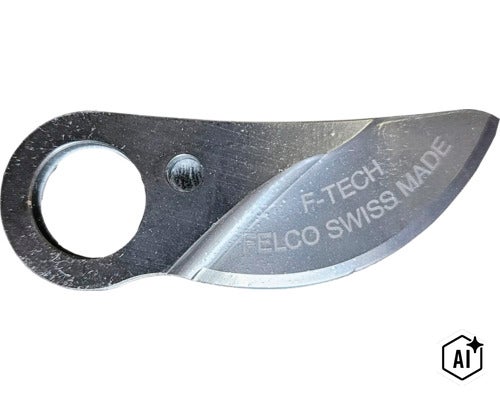 Ersatzklinge für Felco Gartenschere aus Stahl mit Gravur F TECH und Felco Swiss Made (Image AI modified or generated)
