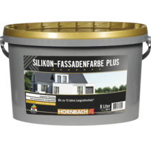 Silikon Fassadenfarbe Plus von Hornbach im 5 Liter Eimer mit 15 Jahren Langzeitschutz und integriertem Filmschutz für Fassaden.