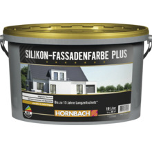 HORNBACH Silikon Fassadenfarbe Plus 10 Liter für bis zu 60 Quadratmeter Fassadenschutz mit Abperleffekt und 15 Jahren Langzeitschutz.