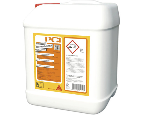 Kanister mit PCI Frostschutzmittel für Zementmörtel, 5 Kilogramm.