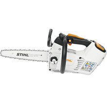 Stihl Akku Motorsäge mit Rollomatic E Mini Führungsschiene für präzise Schnitte im Gartenbereich