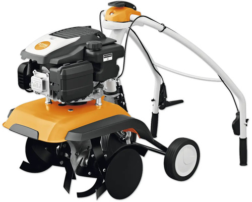 Stihl Motorhacke MH 445 zur Bodenbearbeitung mit Benzinmotor und Hackmesser-Satz.