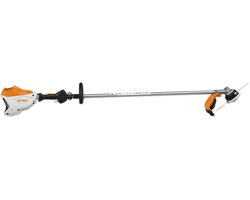 Stihl Akku Motorsense mit Schaft und Schneidkopf fuer Gartenpflegearbeiten