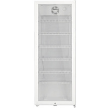Amica Gewerbekühlschrank mit Glastür und fünf verstellbaren Drahtablagen für optimale Warenpräsentation.