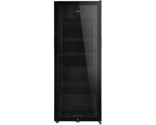 Amica Getränkekühlschrank mit Glastür und Einlegeböden für eine optimale Flaschenkühlung.