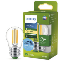 Philips LED Tropfenlampe 2.3 Watt ersetzt 40 Watt E27 Fassung warmweißes Licht 2700 Kelvin in Verpackung