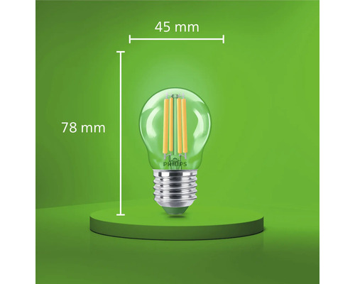 Philips LED Filament Tropfenlampe E27, Durchmesser 45 Millimeter, Gesamthöhe 78 Millimeter
