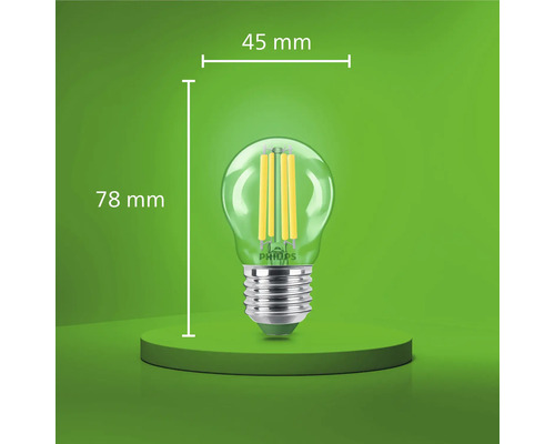 Philips LED Filament Tropfenlampe E27, Durchmesser 45 Millimeter, Höhe 78 Millimeter