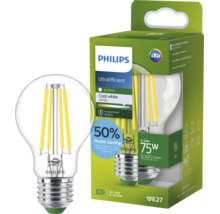 Philips LED Filament Lampe E27, 5,2 Watt entspricht 75 Watt, 1095 Lumen, 4000 Kelvin, kühles Weiß, effiziente Beleuchtung