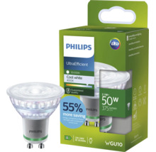 Philips UltraEfficient LED Lampe GU10 2,1 Watt, 4000 Kelvin kaltweiß, 50.000 Stunden Lebensdauer, 375 Lumen, energiesparendes LED Leuchtmittel.