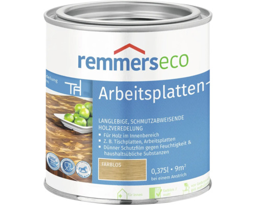 remmerseco Arbeitsplatten Holzveredelung farblos 0,375 Liter Dose zur Pflege von Arbeitsplatten im Innenbereich