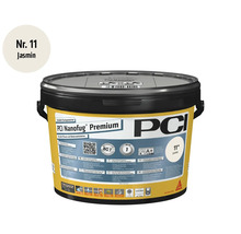 PCI Nanofug Premium Flexfugenmoertel in der Farbe Jasmin im Eimer.