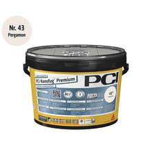 PCI Nanofug Premium Flexfugenmörtel in der Farbe Pergamon für Fliesen und Naturwerksteine im Eimer.