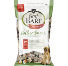 Graf BARF Rind Vollwertmenü Hundefutter als gefrorene Würfel, 2,5 Kilogramm Beutel.