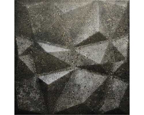 Quadratische Fliese mit strukturierter Oberflaeche und geometrischem Muster in Steinoptik