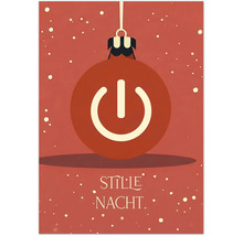Weihnachtskugel mit Power Symbol und Aufschrift Stille Nacht als weihnachtliche Dekoration