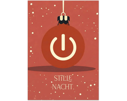 Weihnachtskugel mit Power Symbol und Aufschrift Stille Nacht als weihnachtliche Dekoration