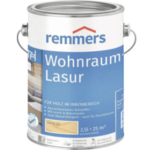 Eine Dose Remmers Wohnraum Lasur für Holz im Innenbereich mit 2,5 Liter Inhalt, farblos und matt.