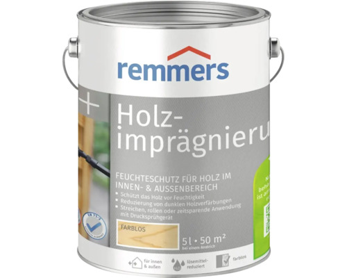 Remmers Holz-Imprägnierung farblos in der 5 Liter Dose für den Feuchtigkeitsschutz von Holz im Innen- und Außenbereich.
