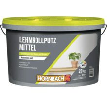 HORNBACH Lehmrollputz Mittel 20 kg für mineralische Untergründe mit 0,5 mm Körnung in einem Eimer.