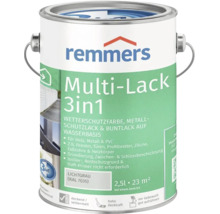 Remmers Multi Lack 3in1 Wetterschutzfarbe in Lichtgrau RAL 7035, 2,5 Liter Gebinde für Holz, Metall und PVC.