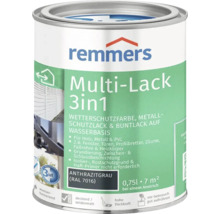 Remmers Multi Lack 3 in 1 Wetterschutzfarbe Anthrazitgrau 0,75 Liter Dose für Holz Metall und Kunststoff