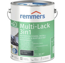 Remmers Multi-Lack 3in1 Wetterschutzfarbe Anthrazitgrau 5 Liter Eimer auf Wasserbasis für Holz Metall und Kunststoff