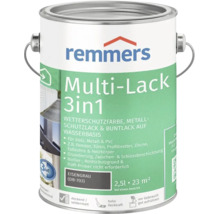Remmers Multi Lack 3in1 Wetterschutzfarbe in Eisengrau, 2,5 Liter Dose für Holz, Metall und Kunststoff zur Grundierung und Beschichtung.