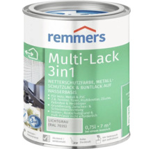 Remmers Multi Lack 3 in 1 Wetterschutzfarbe und Metallschutzlack in Lichtgrau 0,75 Liter Dose